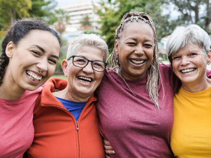 diverse group of people smiling
