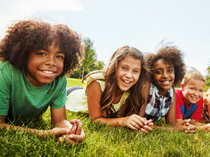 smiling children outdoors