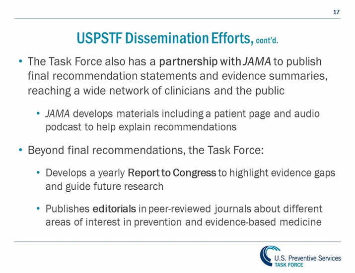 Understanding How the USPSTF Works USPSTF 101 United States Preventive Services Taskforce